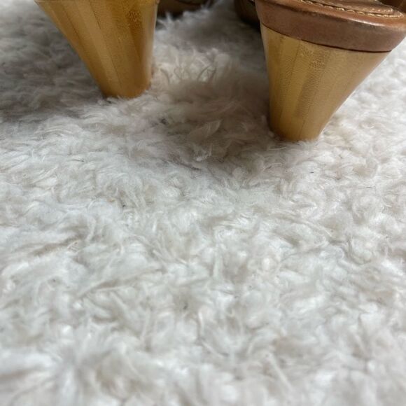 NAYA Tova woven leather moss green straps sandals with wooden chunky heel. SZ10M - Picture 7 of 9